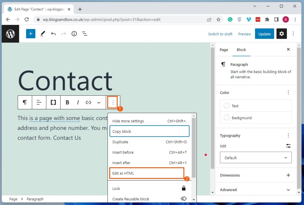 Link An Email Address In WordPress Using HTML