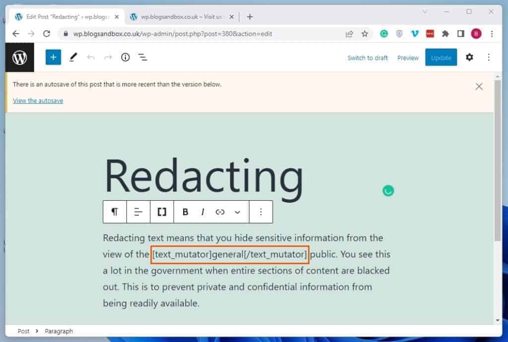 Redact Text In WordPress Using Text Mutator Plugin