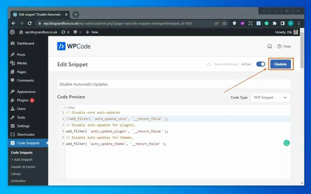 Turn Off Auto Update Toggle In WordPress Using Code