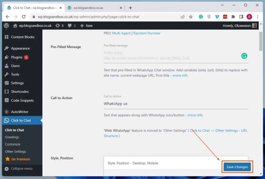 Add WhatsApp In WordPress Using Click To Chat Plugin