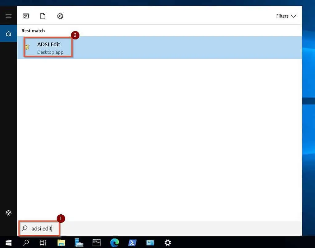 Search ADSI Edit and open it.