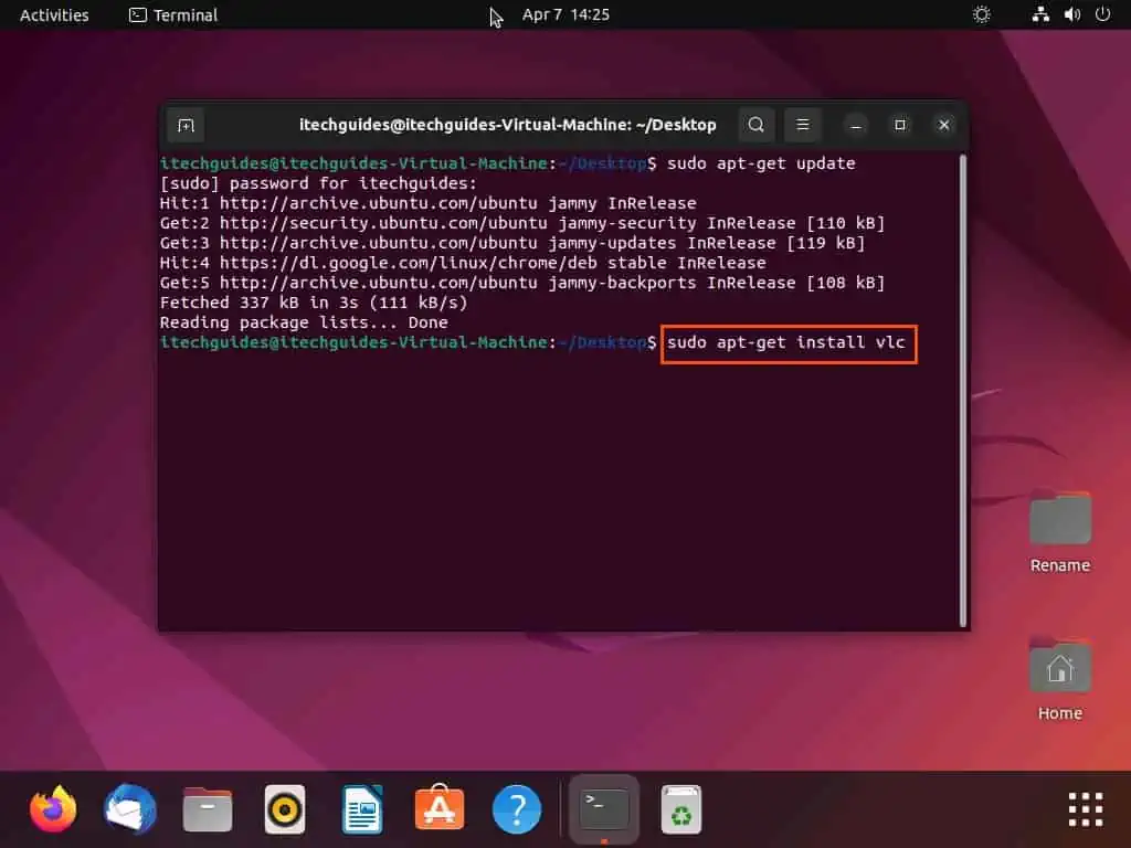 Install VLC Media Player Through The Terminal