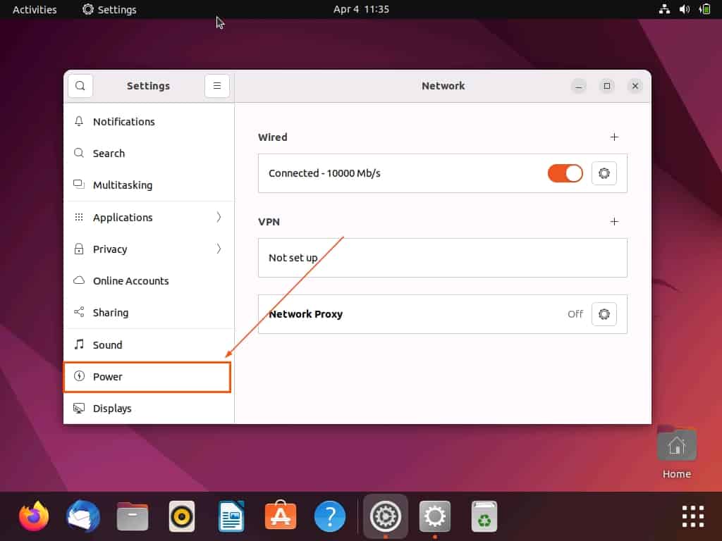 Disable Power Saving Mode In Ubuntu Through Settings