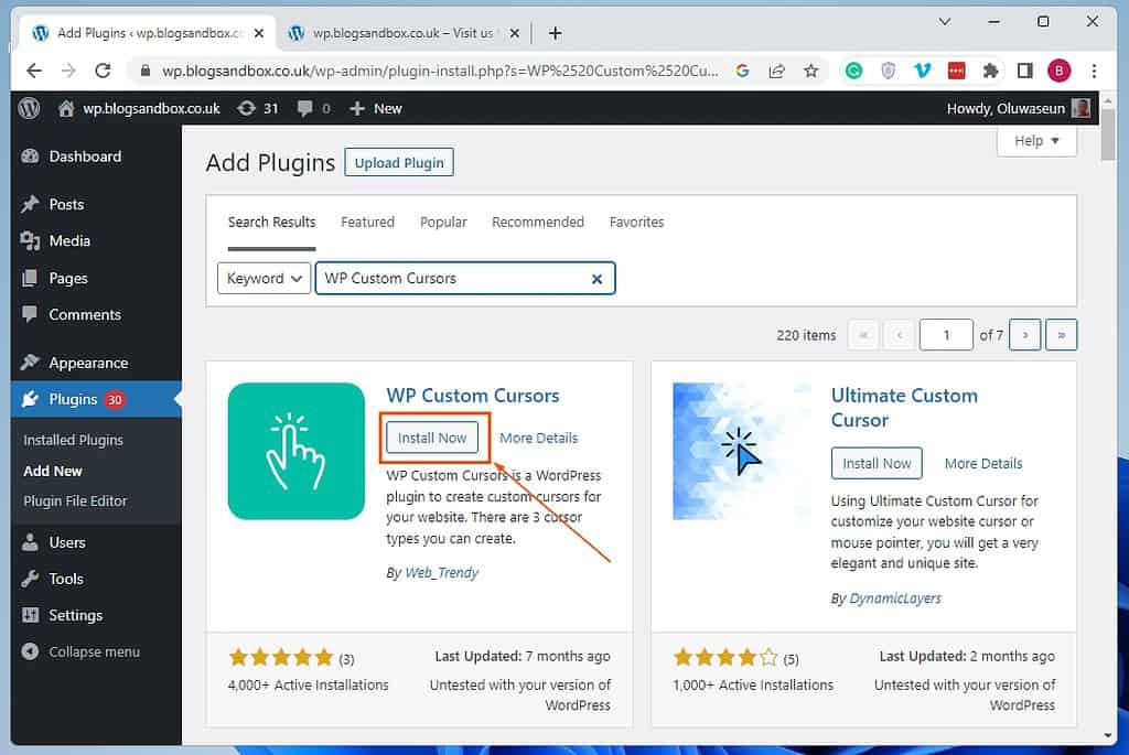 How To Install And Activate WP Custom Cursors Plugin In WordPress
