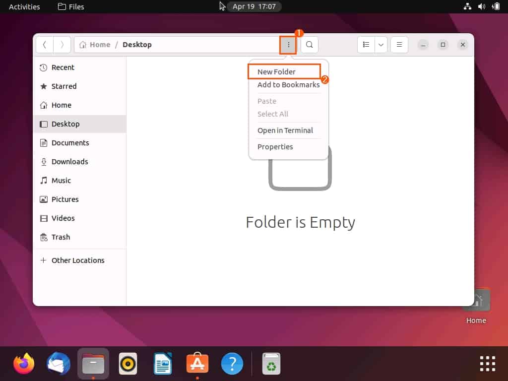 Make A Folder On The Desktop In Ubuntu Via File Manager