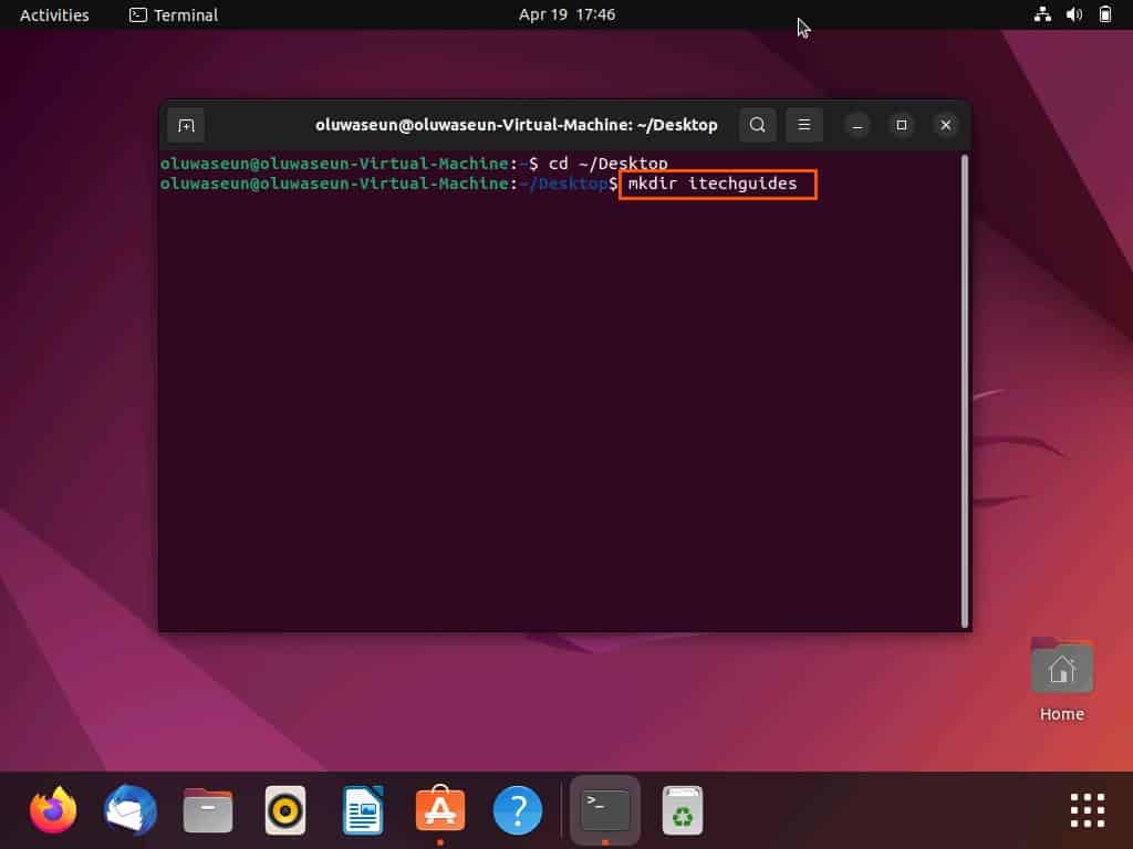 Create A Folder On The Desktop In Ubuntu Via The Terminal