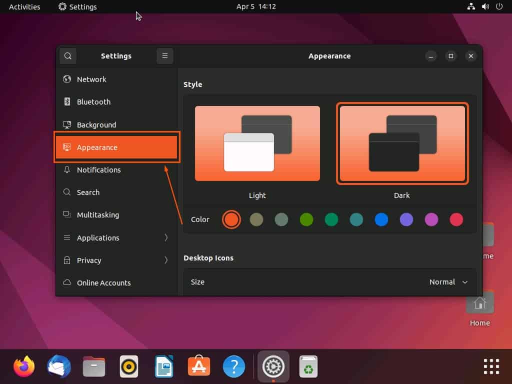Disable Dark Mode In Ubuntu Through Settings