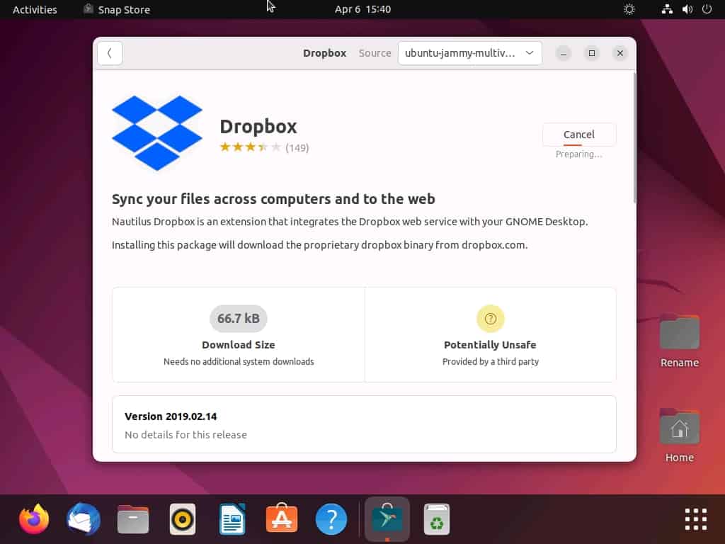 Add Dropbox To Ubuntu Through The GUI  