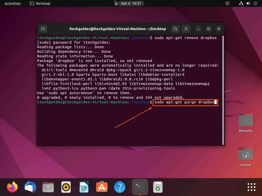 Delete Dropbox In Ubuntu Through The Terminal