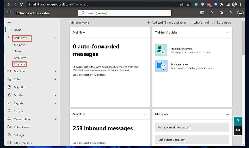Add guest users to Azure AD - Add a Mail Contact for the User in Exchange Online