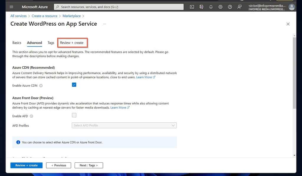 Create a WordPress site with Azure App Service