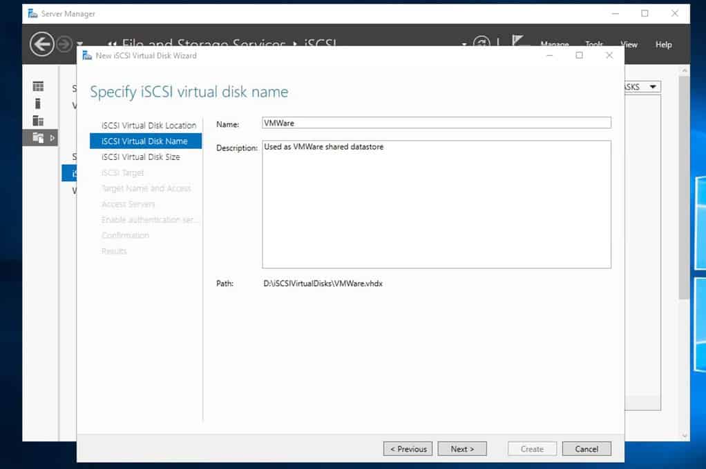 Configure iSCSI Windows Server 2019
