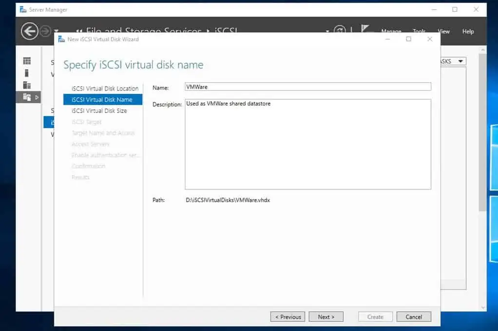 Configure iSCSI Windows Server 2019