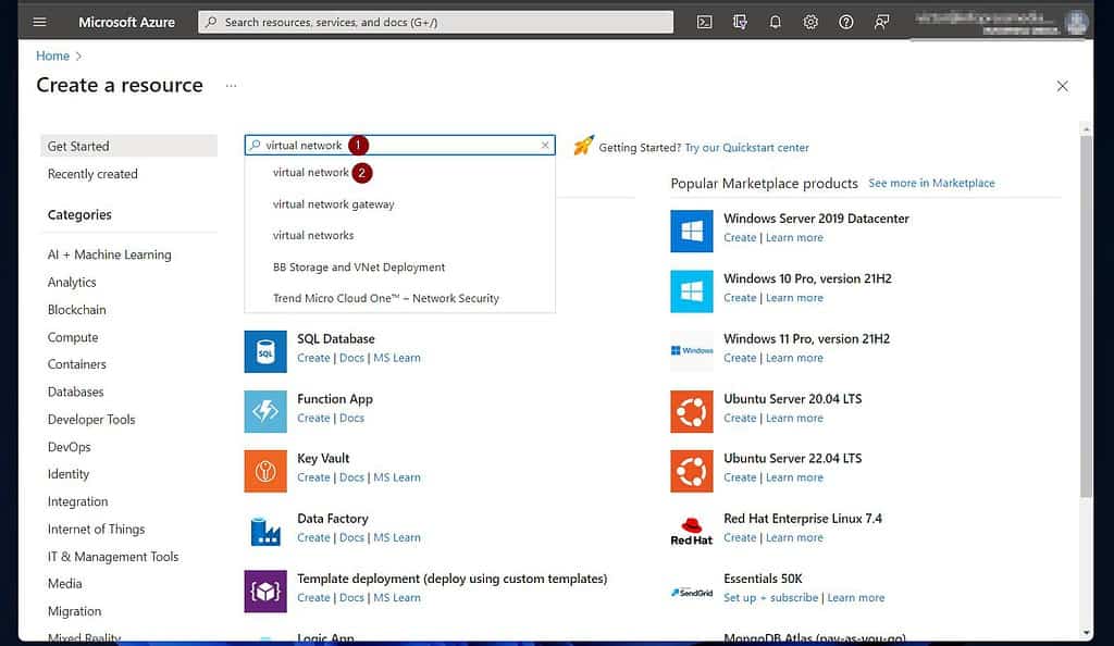 1 of 3: Create an Azure VNet and add Address Space and Subnets