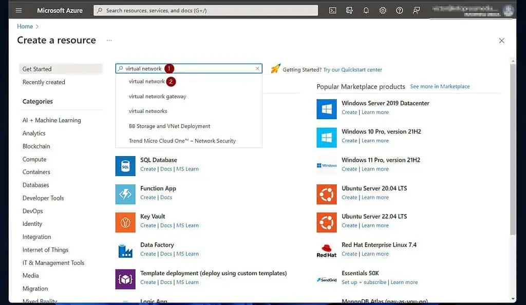 1 of 3: Create an Azure VNet and add Address Space and Subnets