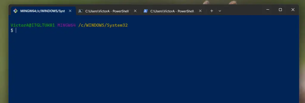 Features of Windows Terminal - The screenshot below is the Windows Terminal on my Windows 11 PC. The default profile is the Git BASH. 
