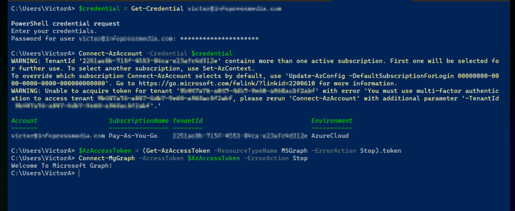 Step 2: Authenticate to Microsoft Graph without browser prompting for authentication