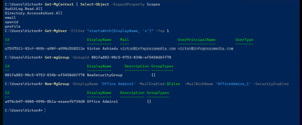 Step 3: Manage Azure with the Microsoft Graph Commands