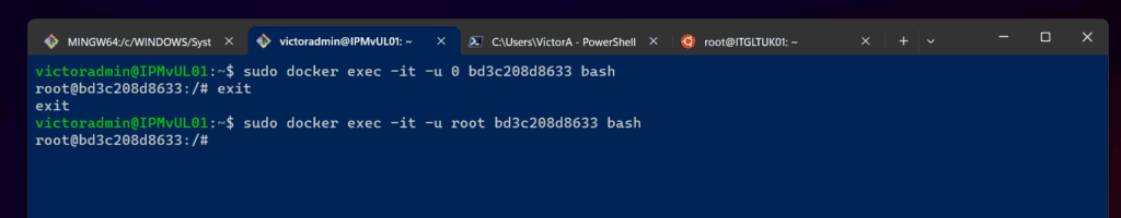 How to Login to a Docker Container as Root with "docker exec -it -u 0" command