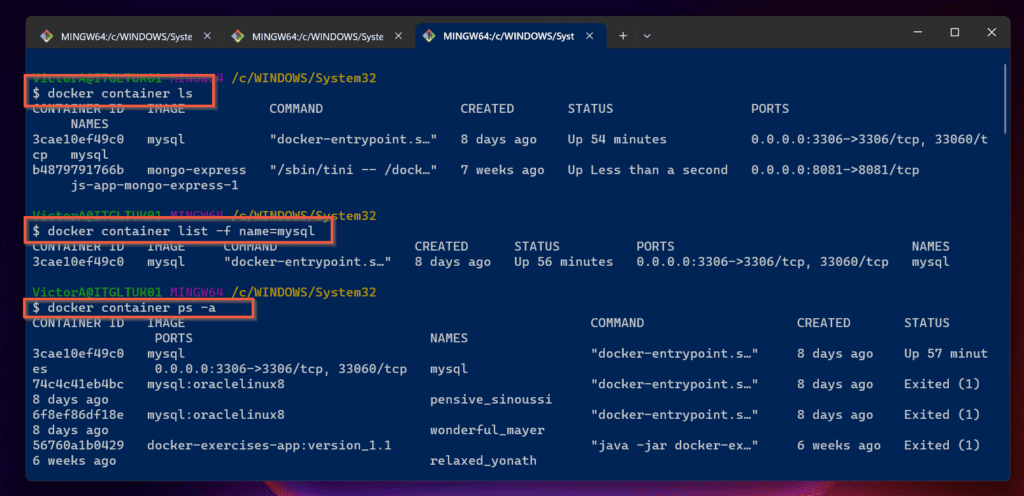 docker container ls,docker container listdocker container ps