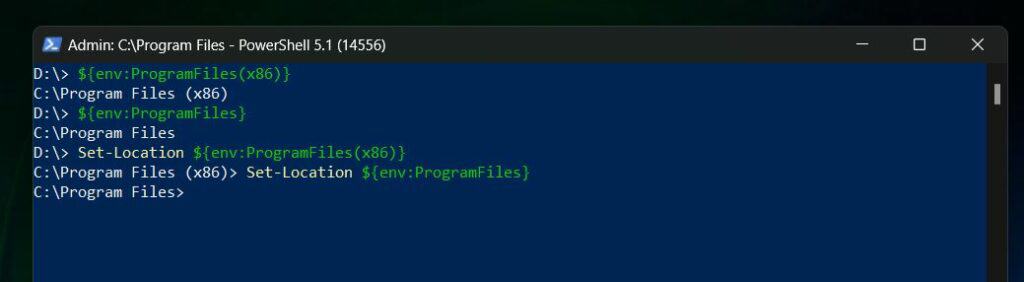 Change Directory to Program Files