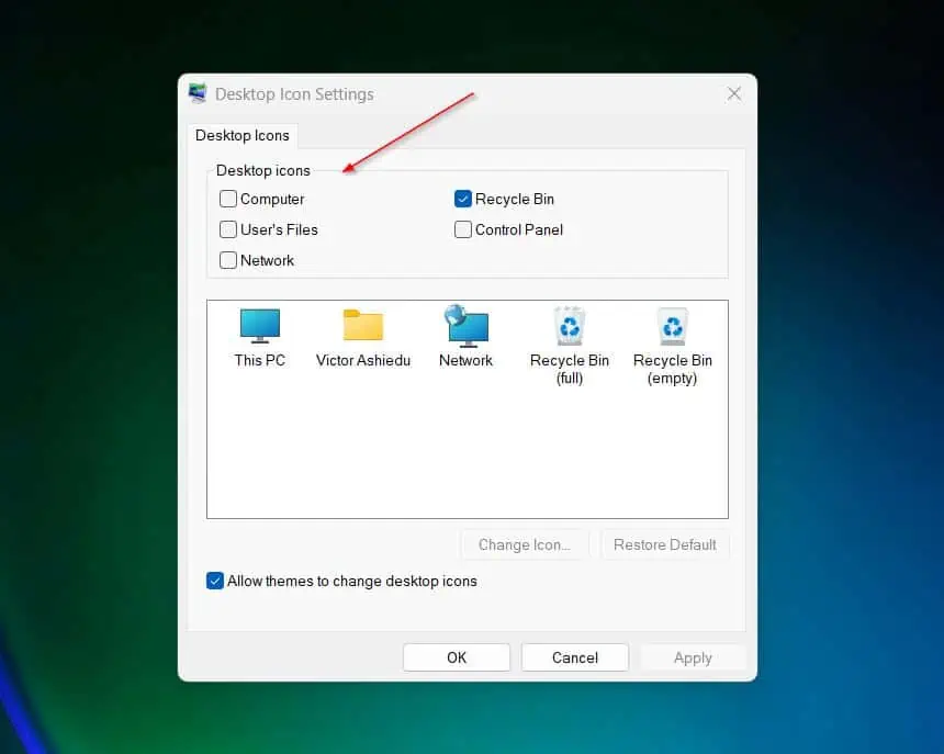 How to hide or show desktop items in windows 11 itechguides