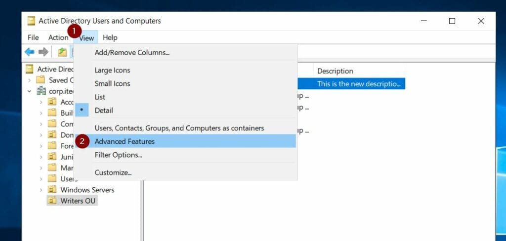 Enable the Attributes Editor Tab in ADUC