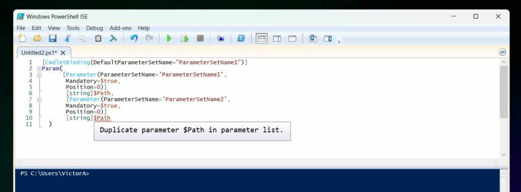 How to Define Parameter Sets - duplicate parameter error