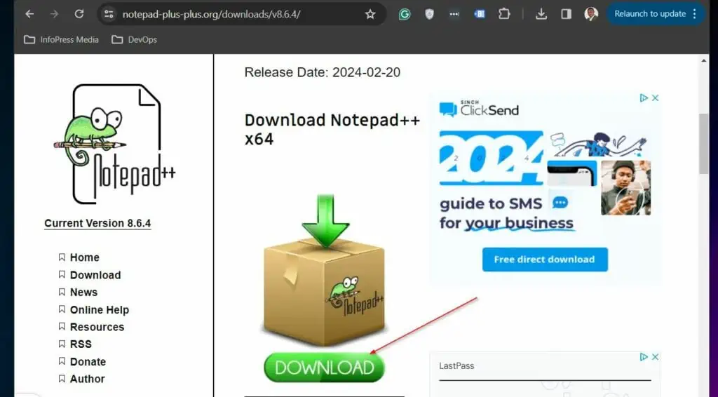 Locate the download link and click it. The installation file will be downloaded to your default download folder
