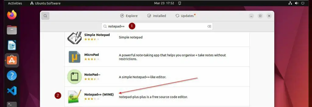 Next, search Notepad++ and open it for installation