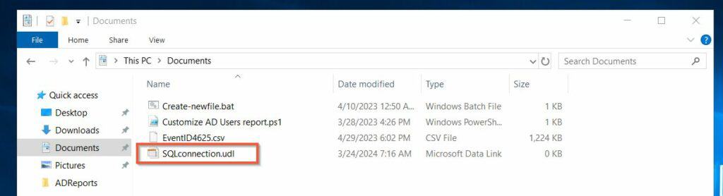 Step 3: Test an SQL Connection Using the .udl File