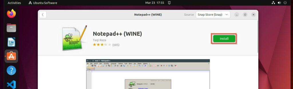 Wait for the application details to load, then click Install