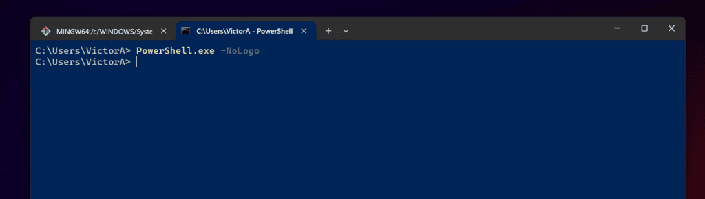 PowerShell.exe -NoLogo