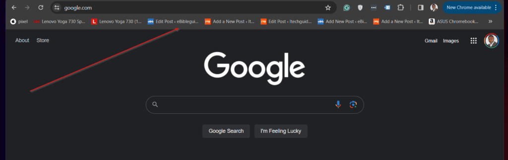 Now the favorites bar will be available on top of your browser.