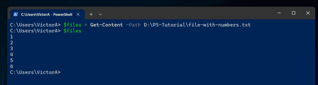 $files = Get-Content -Path D:\PS-Tutorial\file-with-numbers.txt