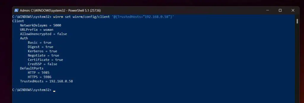 winrm set winrm TrustedHosts - source computer