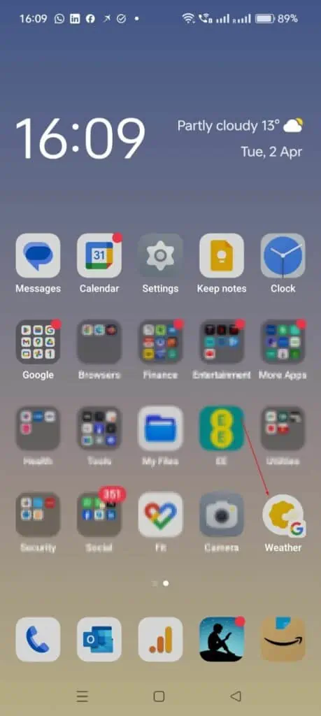 After the above steps, the Weather app shortcut will be available on your Android home screen.