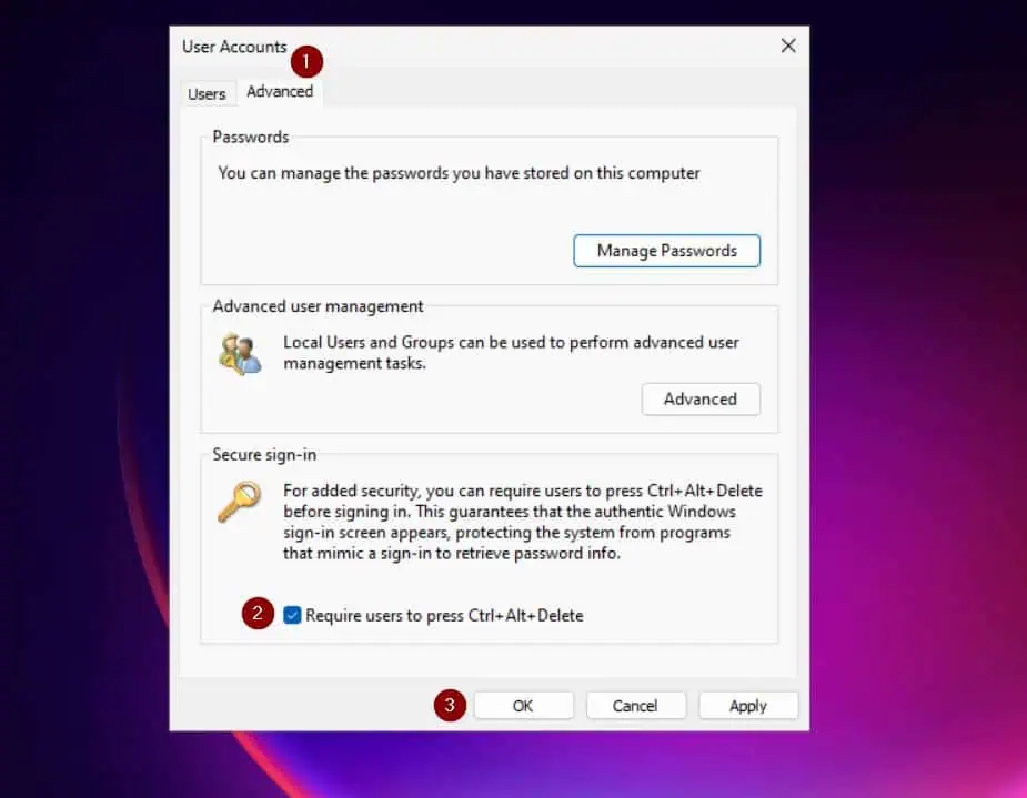 Next, click the Advanced tab, select 