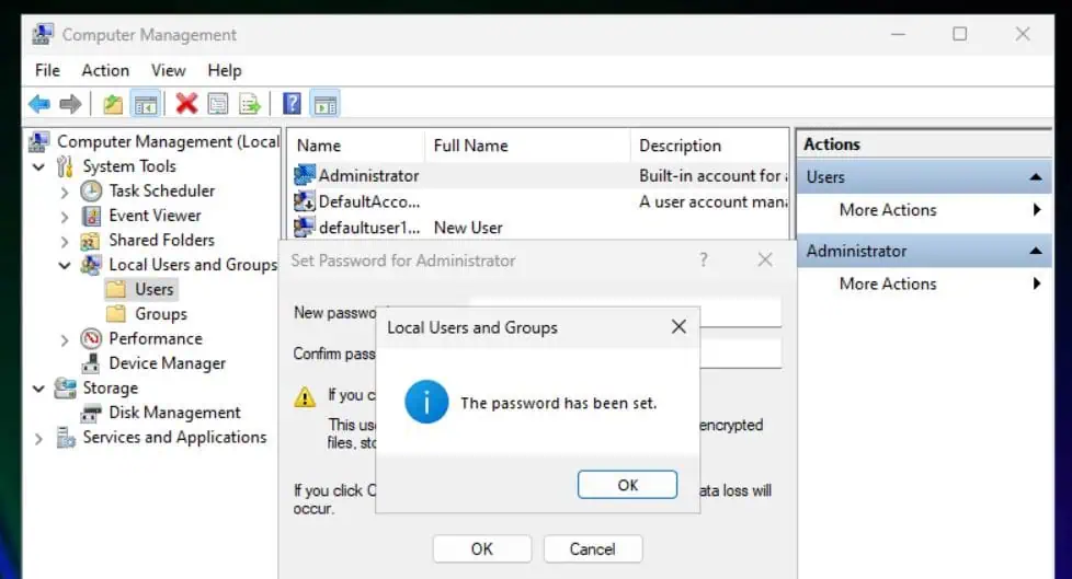 You will receive a confirmation message that your password has been changed.