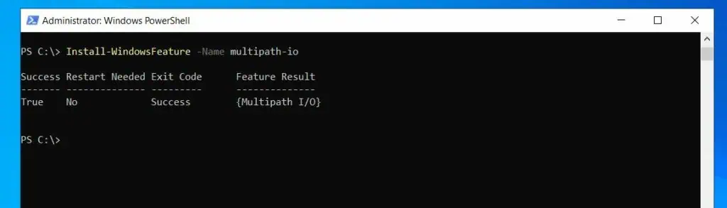 Install the MPIO Windows Server Feature