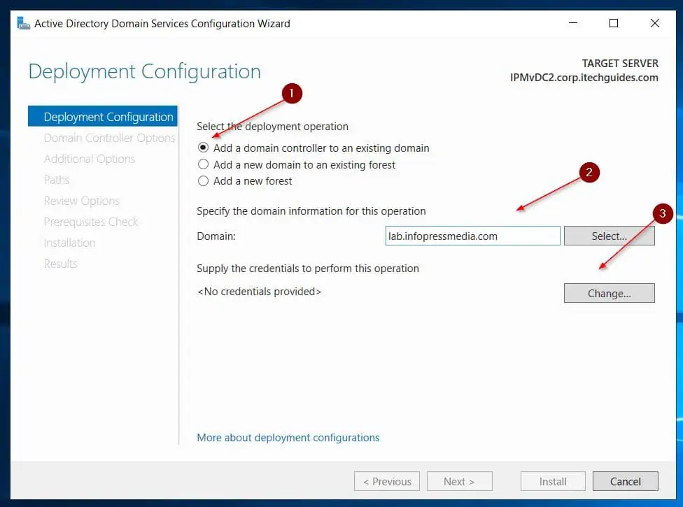 then click Install to promote the server to a DC.