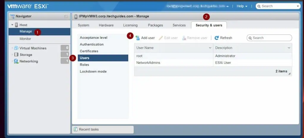 Create a User in ESXi 7