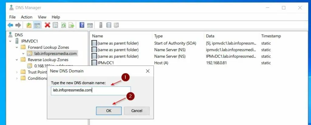 Then, enter the FQDN of the domain and click OK.