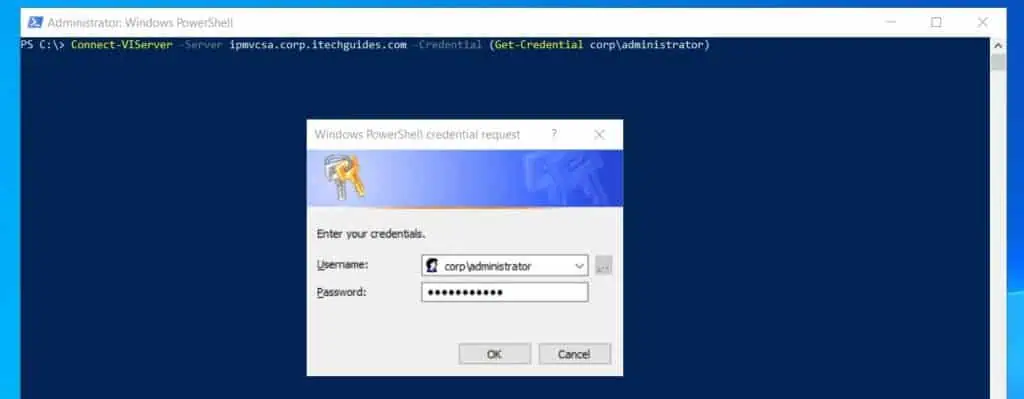onnect to your vCenter Server by running this command with the Connect-VIServer command
