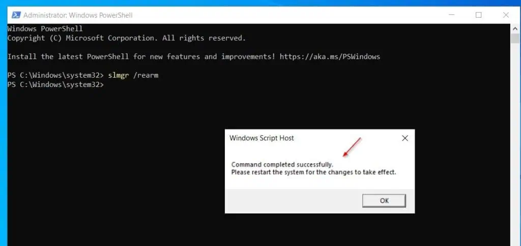 The command will run and ask you to restart the server for the changes to take effect.