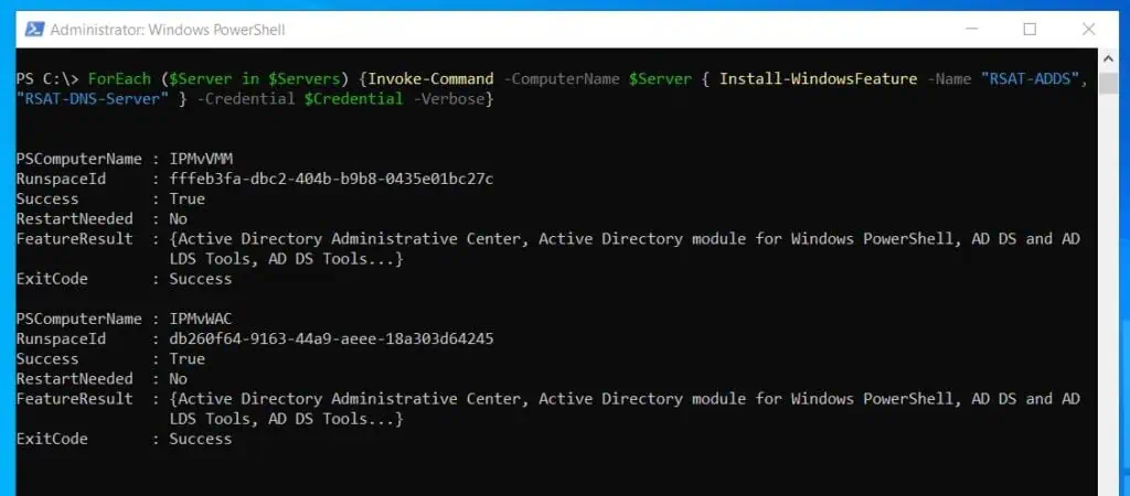 Install Windows Server Roles on multiple remote servers with PowerShell