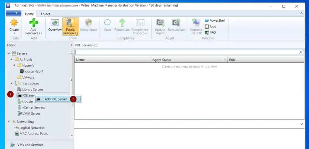 You can automate the above steps by adding a Windows Deployment Server as a PXE Server in the VMM's Fabric > Infrastructure node.