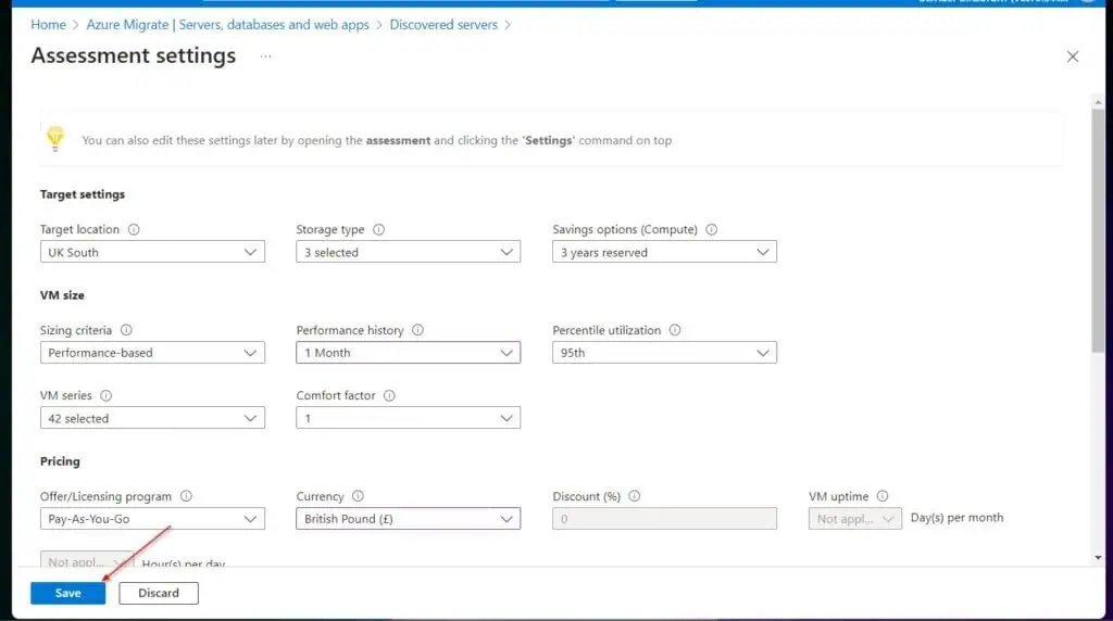 On the Assessment settings use the second screen below as a guide