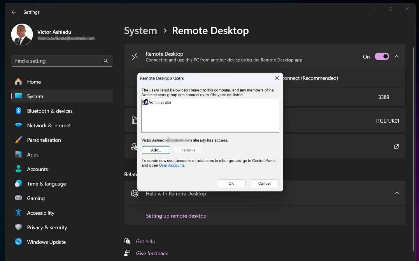 How to RDP to a Windows 11 PC with a Microsoft Account