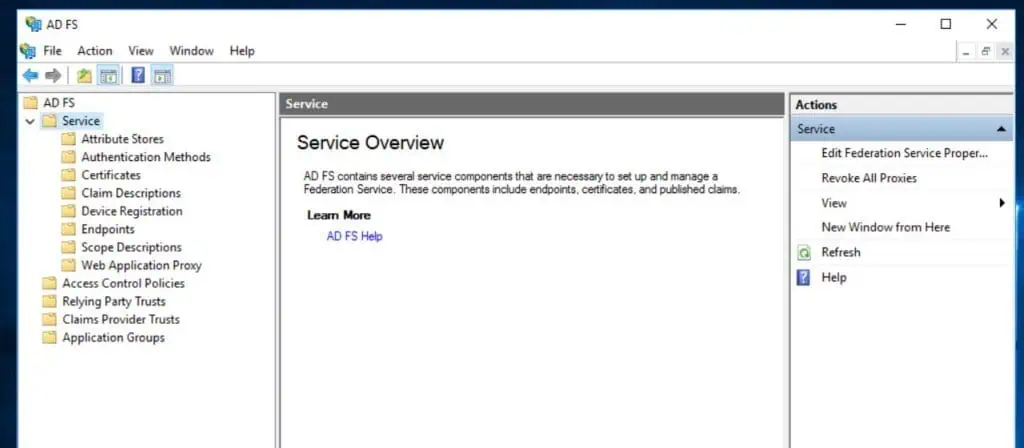 If the server is the primary server, it will display the AD FS services. 